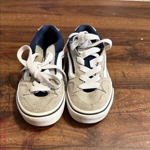 Vans Kids Beige Suede Sneakers with Navy Trim